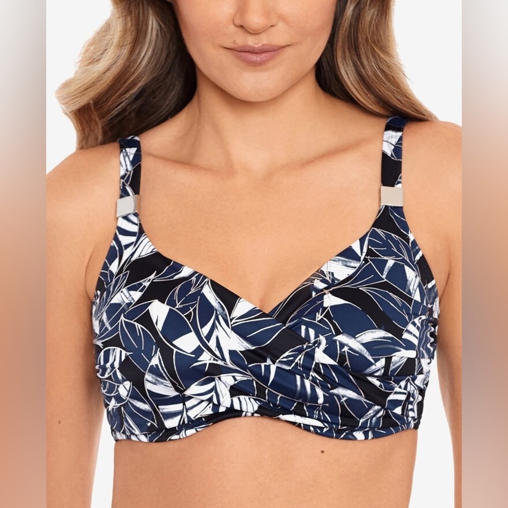 Miraclesuit Surplice Bra-Size Underwire Bikini Top Size 36 DDD